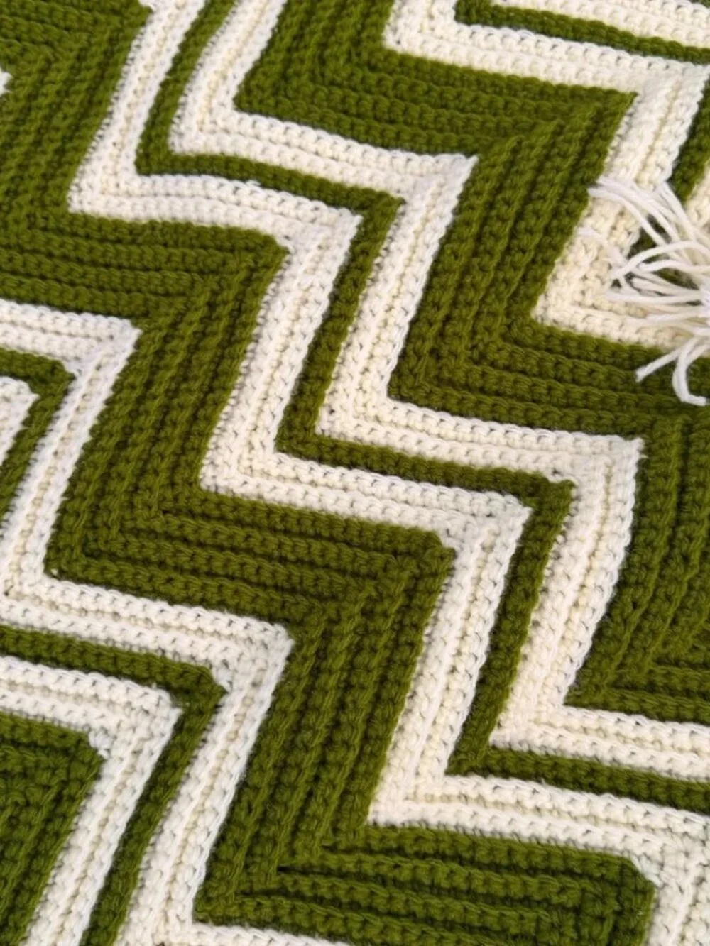 Chevron Pattern Green and White Throw Blanket